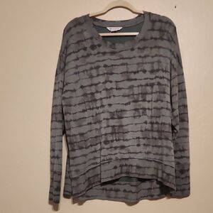 Athleta Black and Gray Blueish Green Striped Sweatshirt